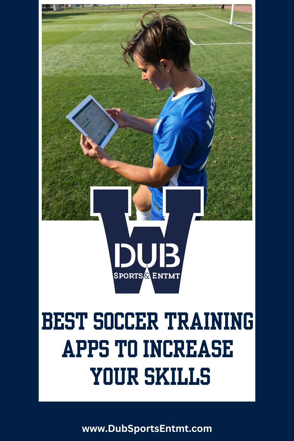 Soccer player using training apps on a tablet.