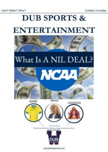 Infographic from Dub Sports explaining Name, Image, and Likeness (NIL) deals.