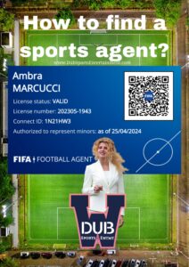 Poster: How to find a sports agent? featuring FIFA Football Agent Ambra Marcucci.